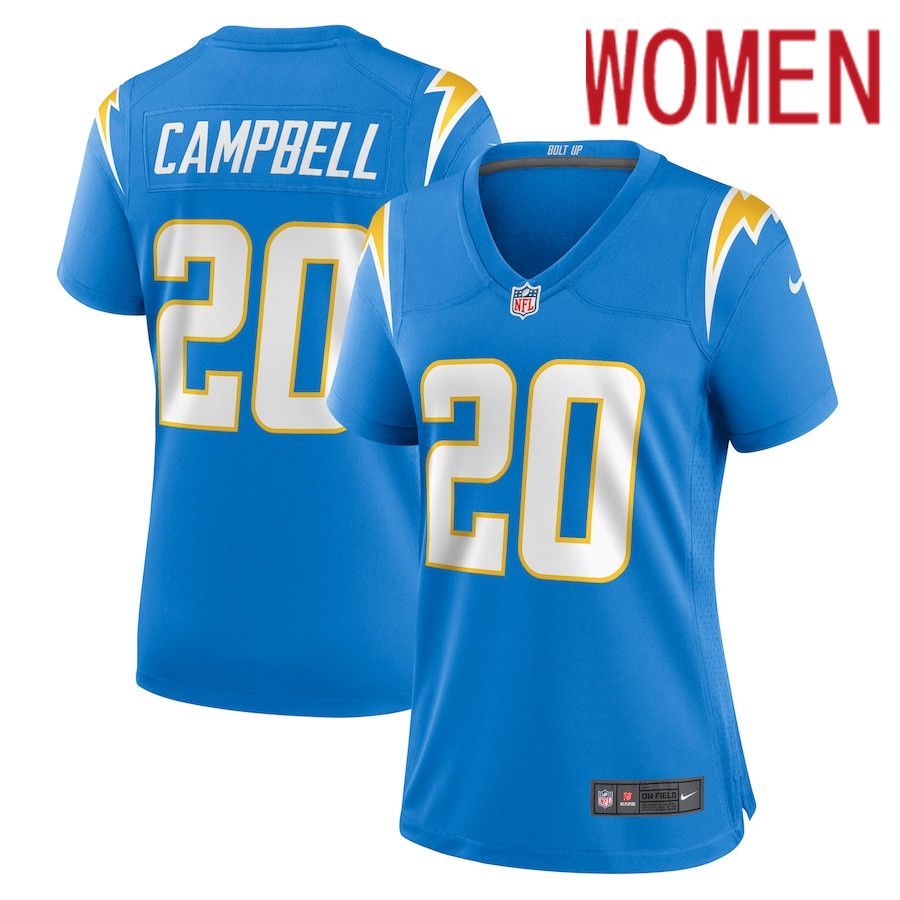 Women Los Angeles Chargers #20 Tevaughn Campbell Nike Powder Blue Game Player NFL Jersey->women nfl jersey->Women Jersey
